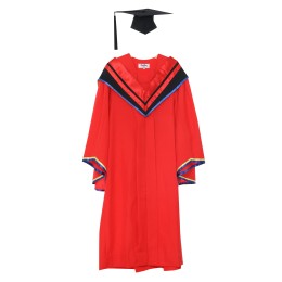 訂做澳門科技大學博士法學院畢業袍  黑色正方畢業帽 紅色v領披肩 博士畢業袍生產商DA160 訂做澳門科技大學博士法學院畢業袍  黑色正方畢業帽 紅色v領披肩 博士畢業袍生產商DA160